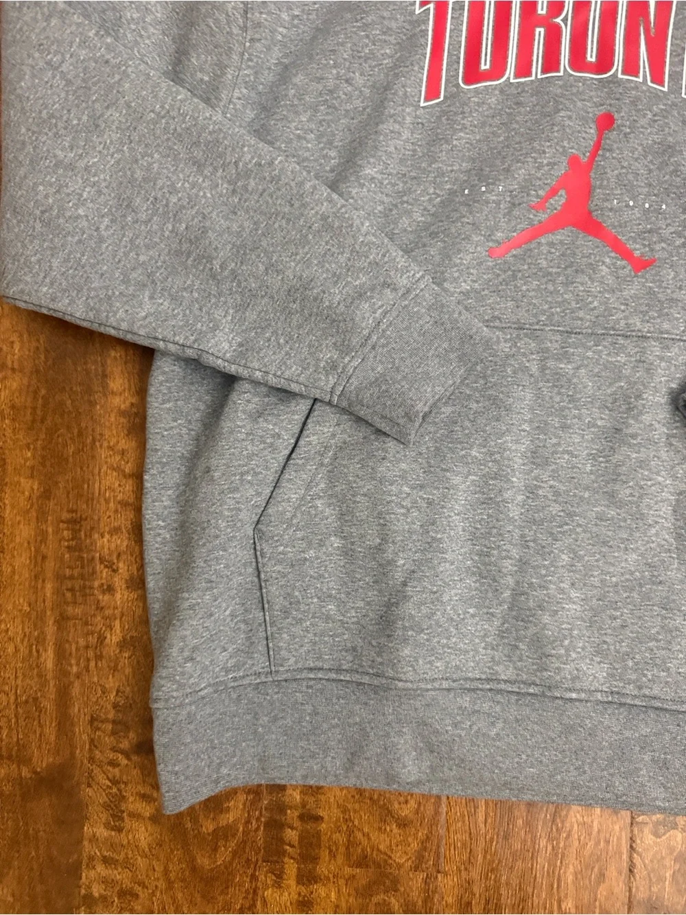 Jordan Toronto Grey Pullover Hoodie with Red Logo